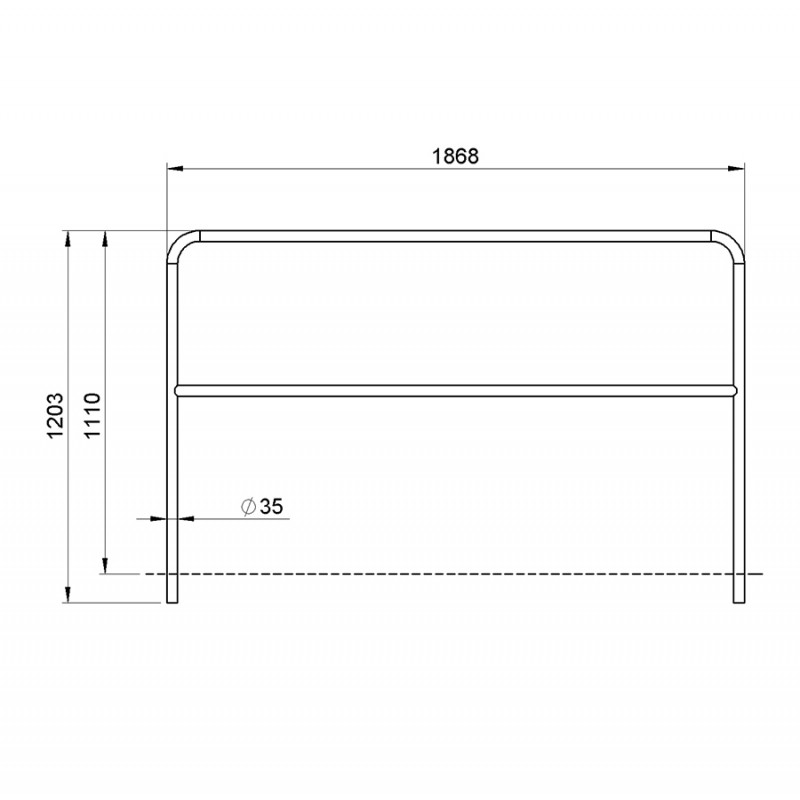 ALUSTAGE poodiumi alumiiniumpiire ühe horisontaaltoruga 2m
