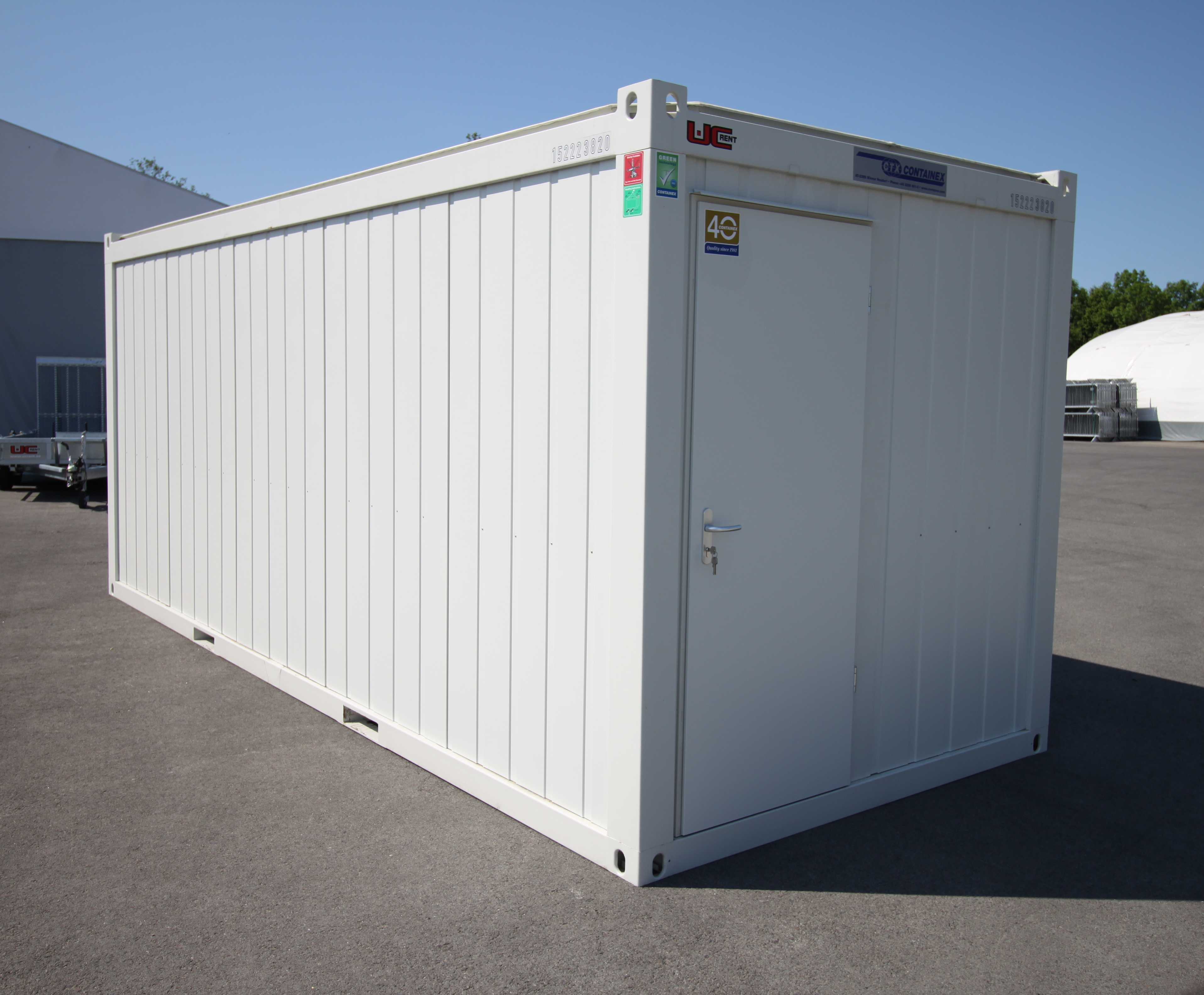 Containex standard 2,4x6m office container, light grey RAL 9002