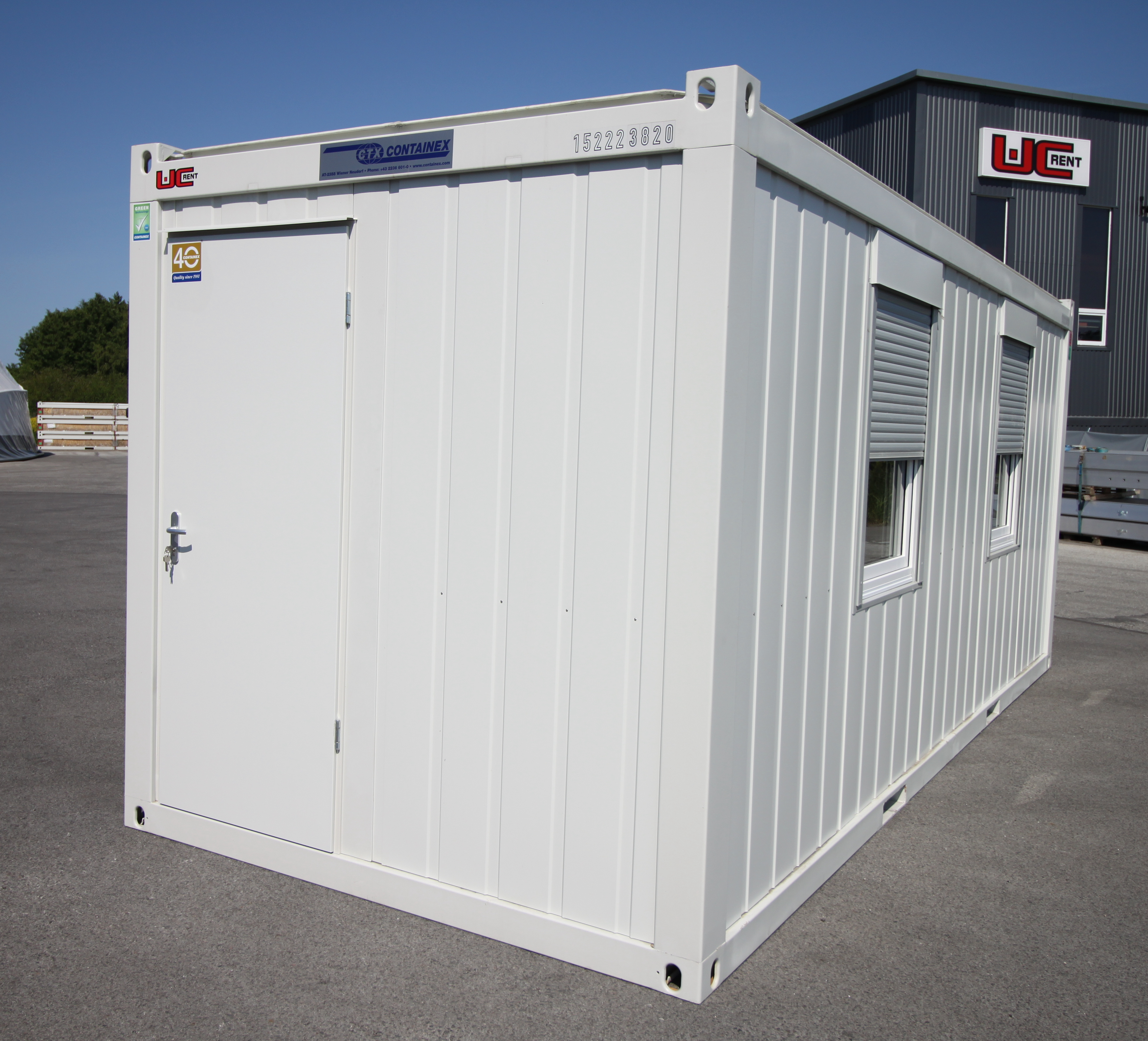 Containex standard 2,4x6m office container, light grey RAL 9002
