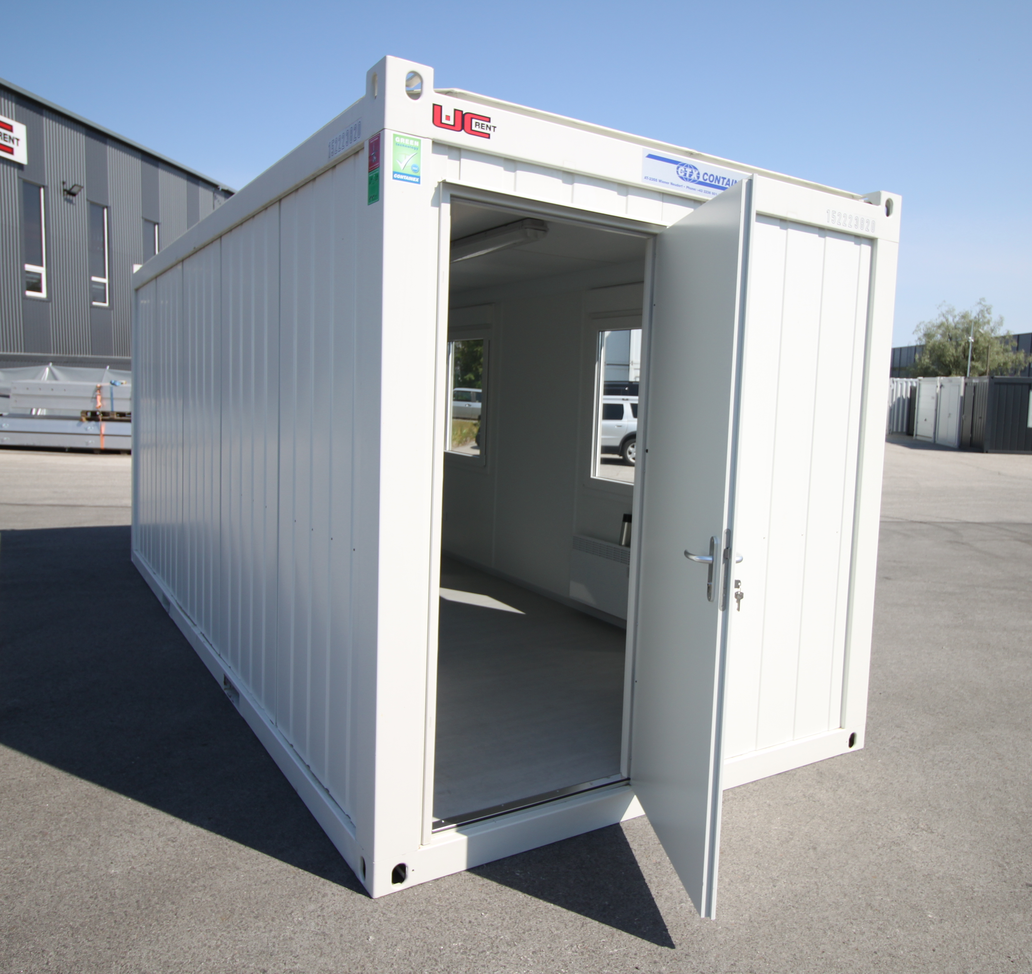 Containex standard 2,4x6m office container, light grey RAL 9002