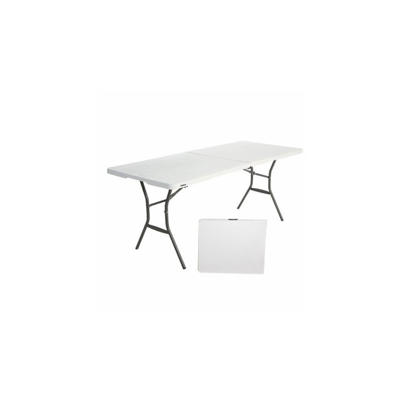 Plastic foldable folding table 180 x 74cm cm, height 74 cm, white