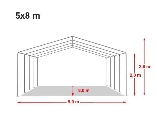 Peo- ja aiatelk 5x8m, valge, tulekindel, PVC 500g/m2