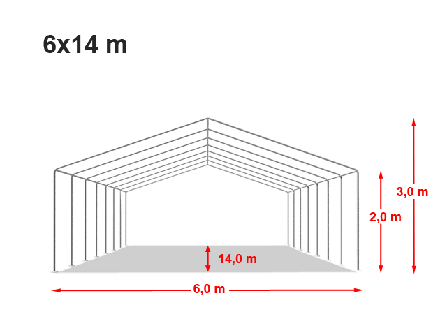 Палатка для вечеринок и сада 6x14м, огнеупорная, ПВХ 500г/м2, белая