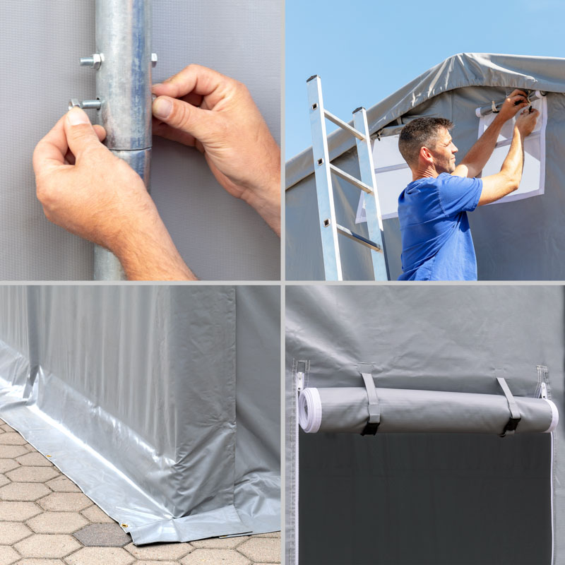 Kerghall 6x6m, seina kõrgus 3m, PVC 850g/m2, hall