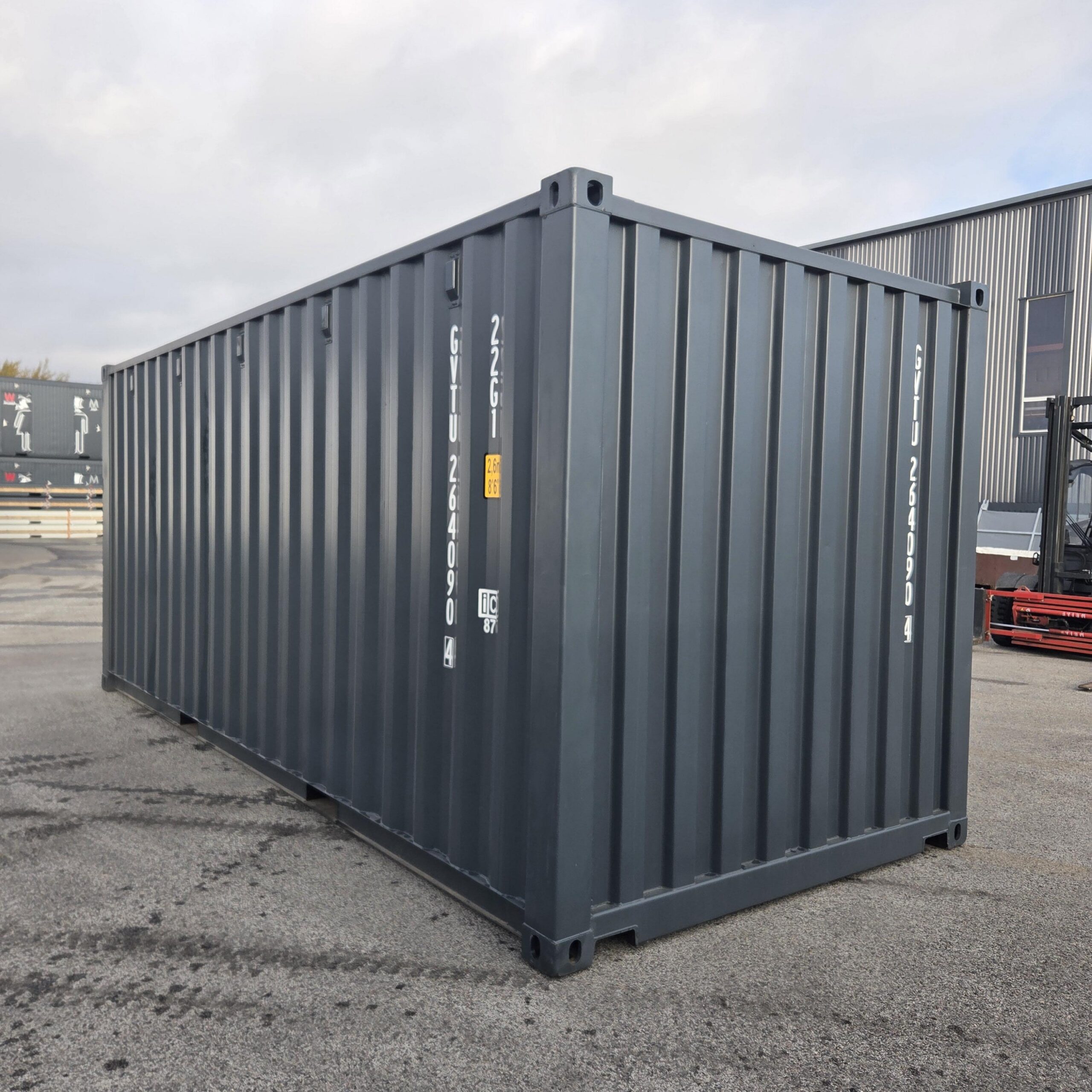 Merekonteiner 20DC, tumehall RAL 7016, One-way - järeltellitav