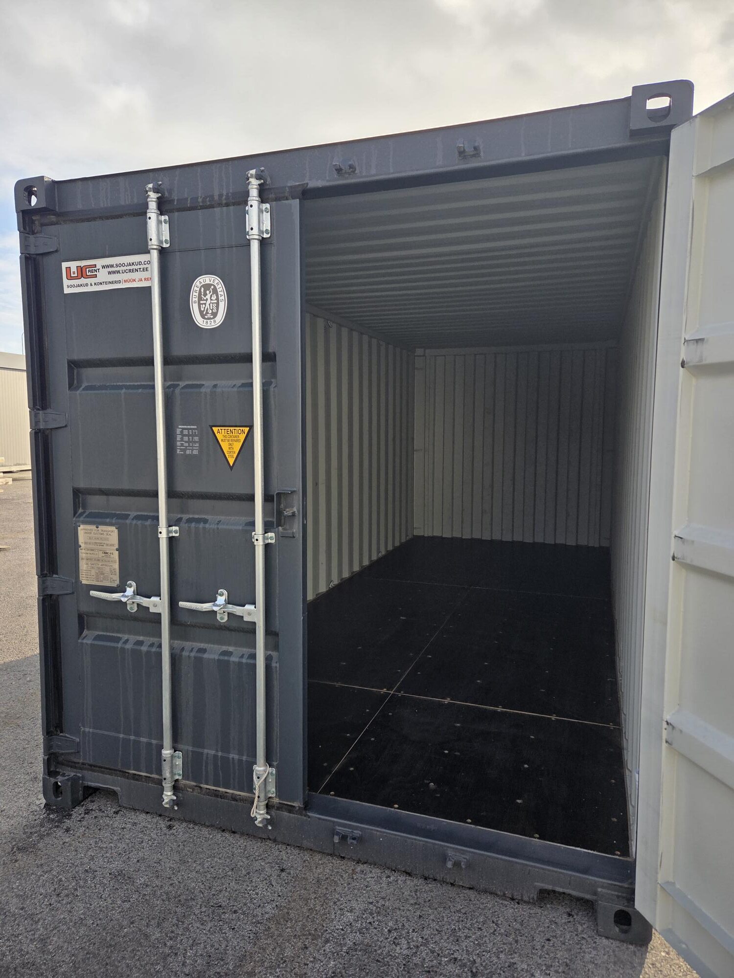 Merekonteiner 20DC, tumehall RAL 7016, One-way - järeltellitav