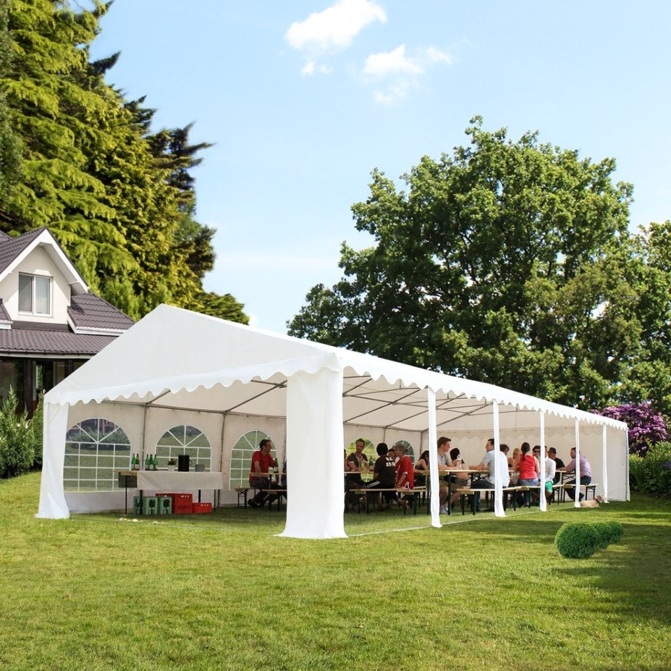 Party and garden tent 6x12m, PVC 500g / m2, white