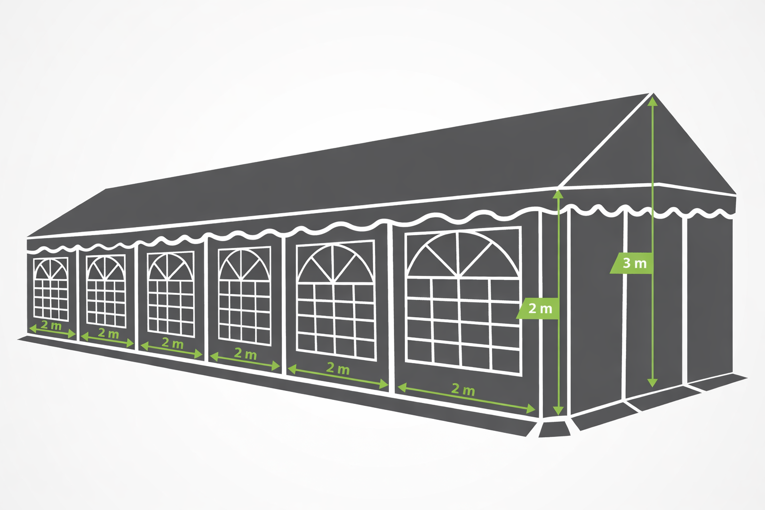 Party and garden tent 6x12m, PVC 500g / m2, white