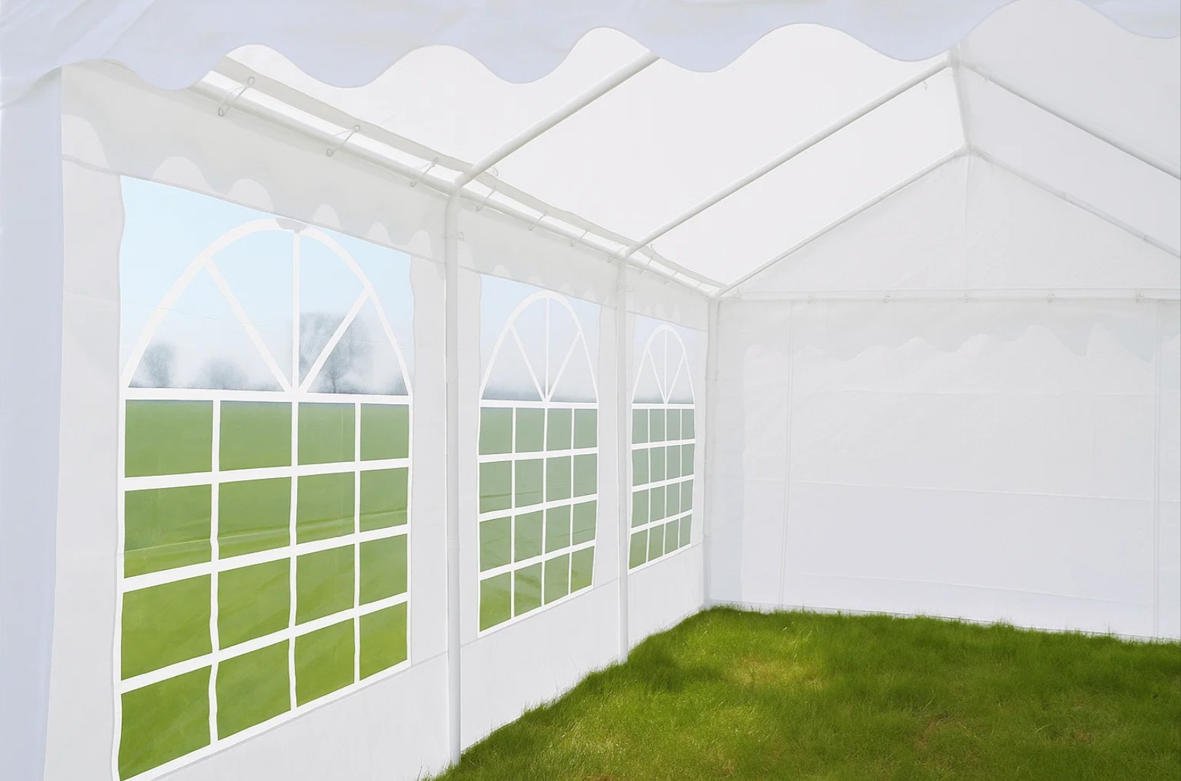 Party and garden tent 6x12m, PVC 500g / m2, white