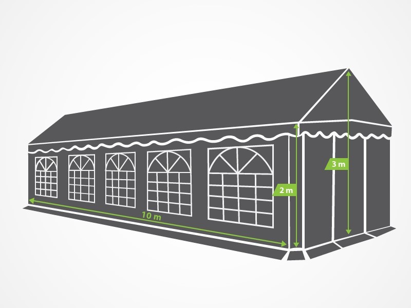 Party and garden tent 5x10m, white, PE 180g / m2