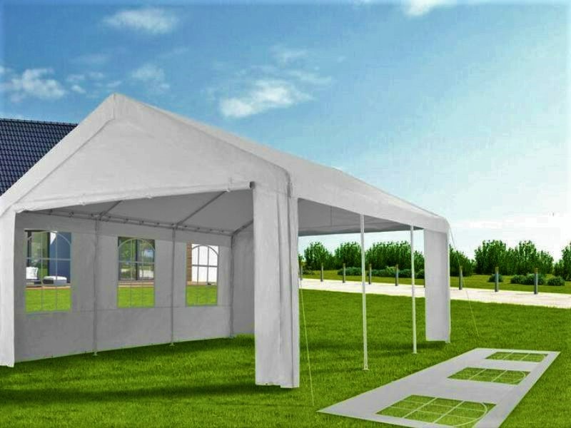 Party and garden tent 5x10m, white, PE 180g / m2