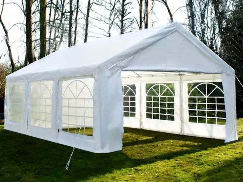 Party and garden tent 5x10m, white, PE 180g / m2