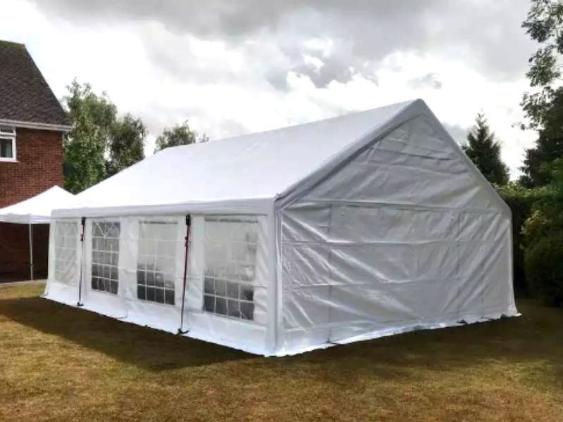 Party and garden tent 5x10m, white, PE 180g / m2